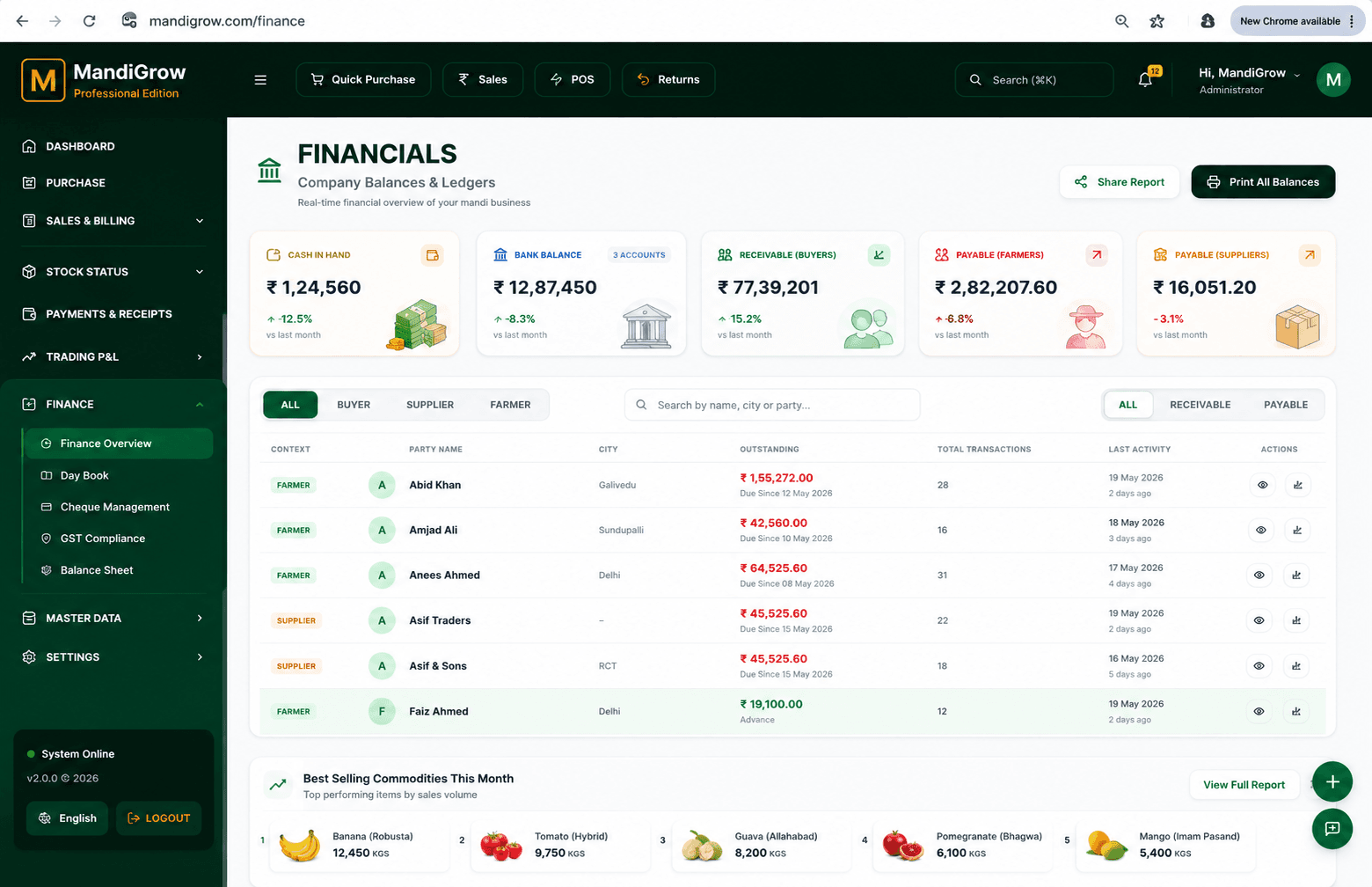 MandiGrow Financial Overview